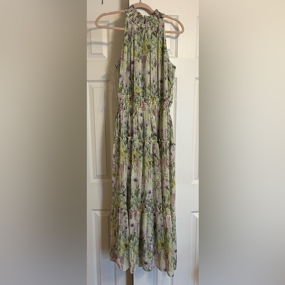 Green floral spring haltertop size 14
